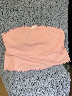 wild fable Pink Strapless Tube Top with Ruffle Trim